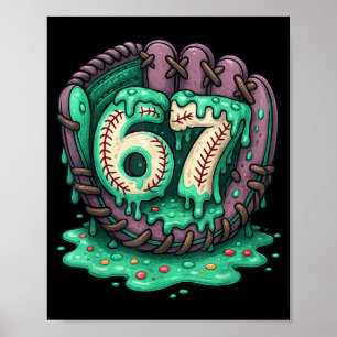 67 Ice Cream Drip Funny Six Seven Baseball Poster