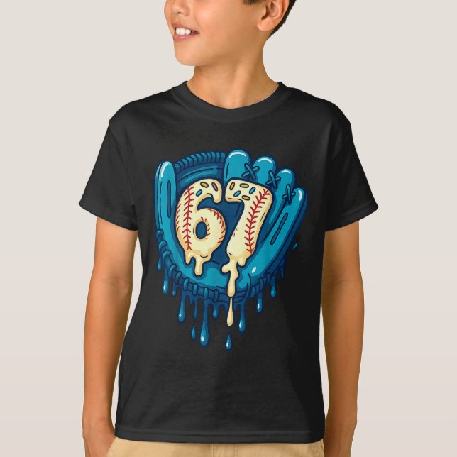 67 Ice Cream Drip Funny Six Seven Baseball  T-Shirt (Front)