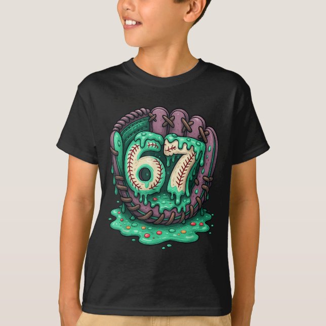 67 Ice Cream Drip Funny Six Seven Baseball  T-Shirt (Front)