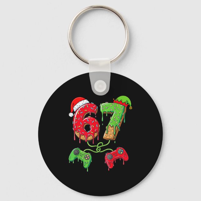 67 Ice Cream Drip Gamer Six Seven Meme Christmas K Key Ring (Front)