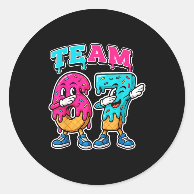 67 Ice Cream Drip Gen Alpha Slang Six Seven Meme 6 Classic Round Sticker (Front)