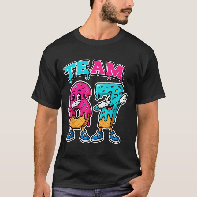 67 Ice Cream Drip Gen Alpha Slang Six Seven Meme 6 T-Shirt (Front)