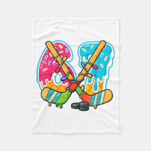 67 Ice Cream Drip Hockey Christmas Light  Fleece Blanket