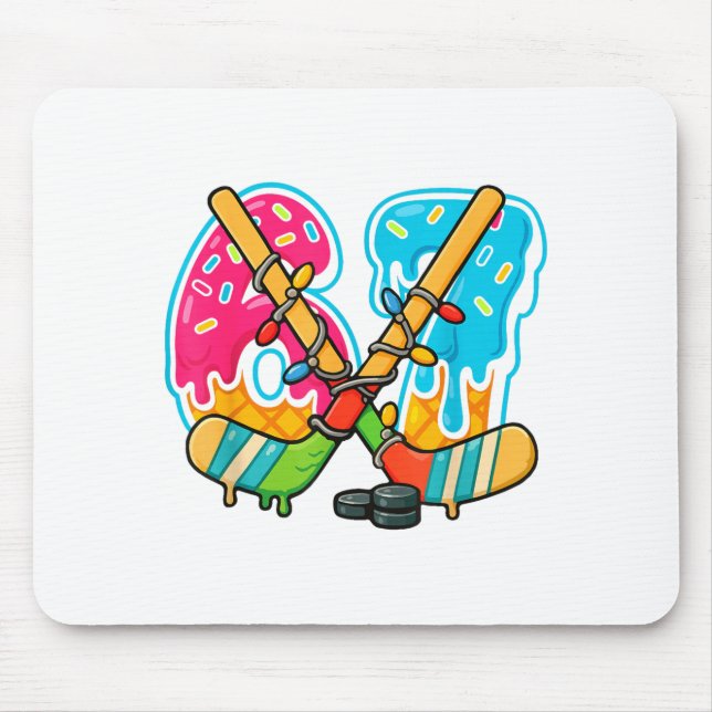 67 Ice Cream Drip Hockey Christmas Light  Mouse Pad (Front)