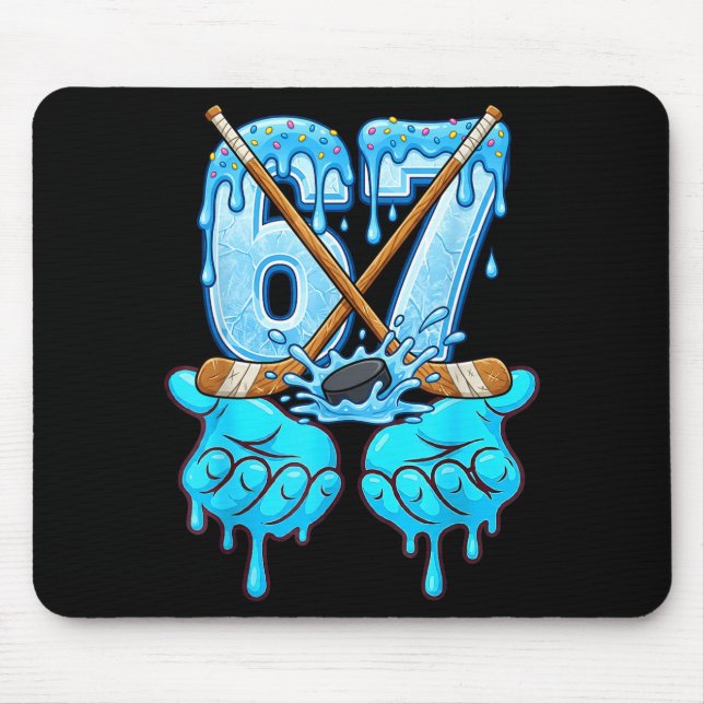 67 Ice Cream Drip Hockey Gen Alpha Slang Six Seven Mouse Pad (Front)