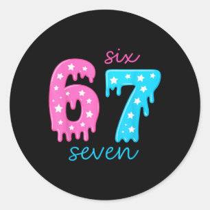 67 Ice Cream Drip Meme 6 7 Hallowee Costume Couple Classic Round Sticker