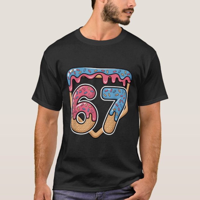 67 Ice Cream Drip Meme Baseball  T-Shirt (Front)