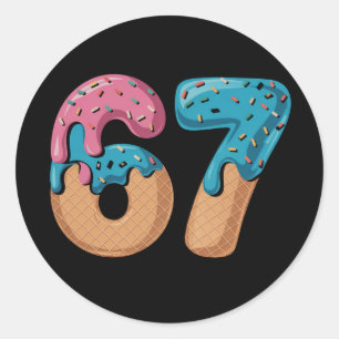 67 Ice Cream Drip Meme Funny Six Seven Gen Alpha  Classic Round Sticker