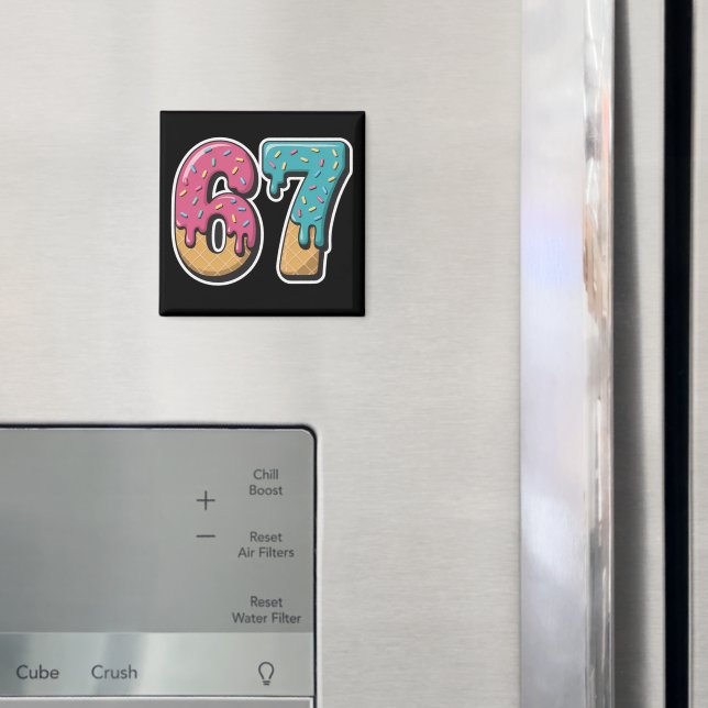 67 Ice Cream Drip Meme Funny Six Seven Gen Alpha  Magnet (In Situ (Fridge))