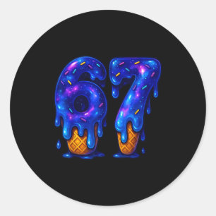 67 Ice Cream Drip Meme Funny Six Seven Gen Alpha S Classic Round Sticker