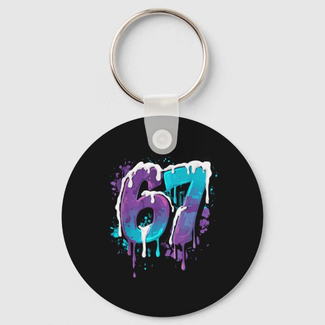 67 Ice Cream Drip Meme Funny Six Seven Gen Alpha S Key Ring (Front)