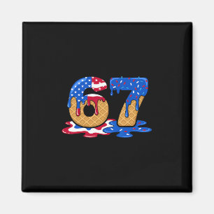 67 Ice Cream Drip Meme Funny Six Seven Gen Alpha S Magnet