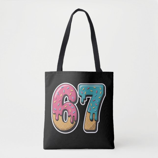 67 Ice Cream Drip Meme Funny Six Seven Gen Alpha  Tote Bag (Front)