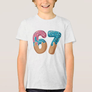 67 Ice Cream Drip Meme Funny Six Seven Gen Alpha Tri-Blend Shirt