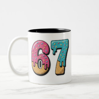 67 Ice Cream Drip Meme Funny Six Seven Gen Alpha Two-Tone Coffee Mug