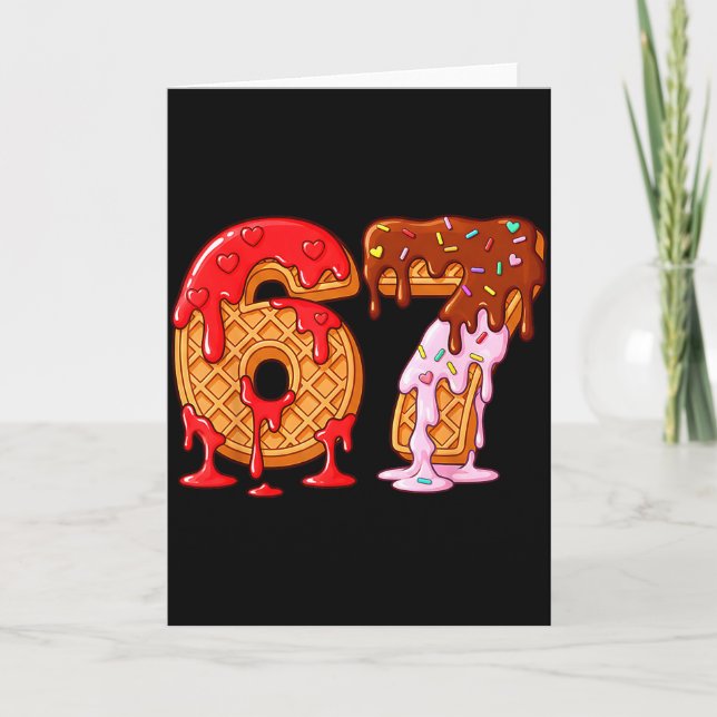 67 Ice Cream Drip Meme Funny Six Seven Valentine D Card (Front)