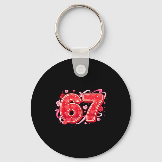67 Ice Cream Drip Meme Funny Six Seven Valentine D Key Ring (Front)
