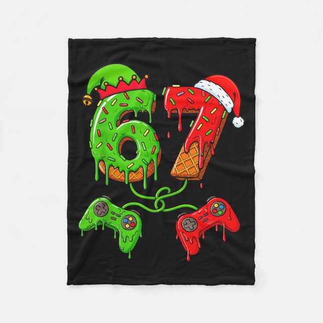 67 Ice Cream Drip Meme Gamer Six Seven Christmas B Fleece Blanket (Front)