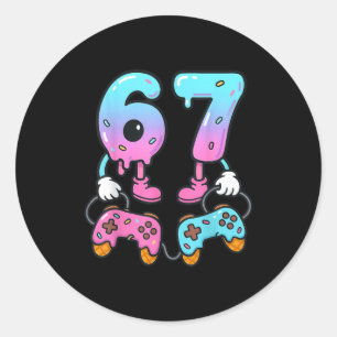 67 Ice Cream Drip Meme Gamer Six Seven Gen Alpha  Classic Round Sticker