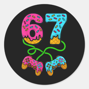 67 Ice Cream Drip Meme Gamer Six Seven Gen Alpha S Classic Round Sticker