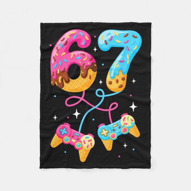 67 Ice Cream Drip Meme Gamer Six Seven Gen Alpha S Fleece Blanket (Front)