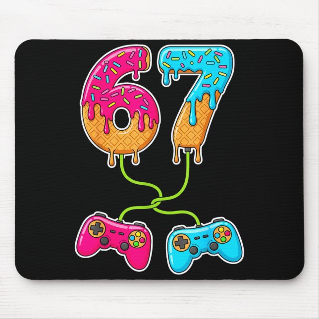 67 Ice Cream Drip Meme Gamer Six Seven Gen Alpha S Mouse Pad (Front)