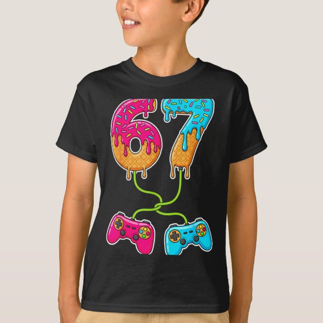 67 Ice Cream Drip Meme Gamer Six Seven Gen Alpha S T-Shirt (Front)