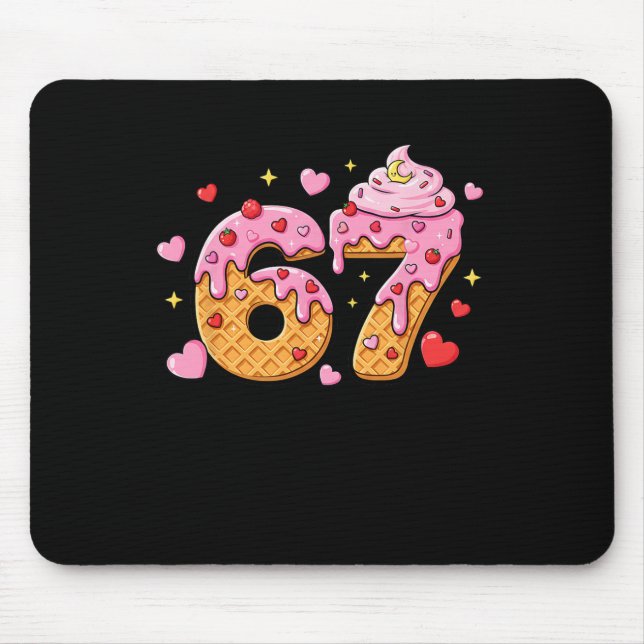 67 Ice Cream Drip Meme Six Seven 6 7 Valentine Day Mouse Pad (Front)