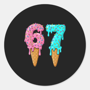 67 Ice Cream Drip Meme Six Seven Gen Alpha Slang  Classic Round Sticker