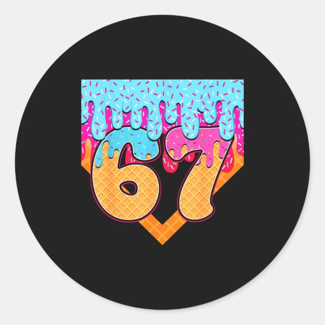 67 Ice Cream Drip Meme Six Seven Gen Alpha Slang  Classic Round Sticker (Front)