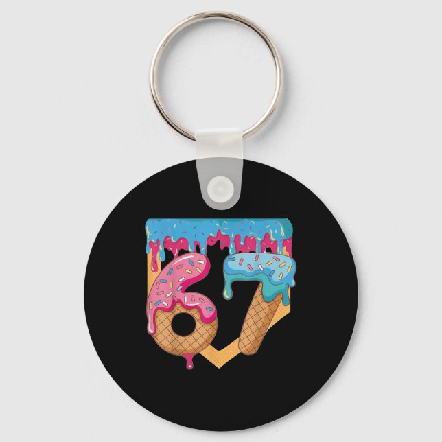 67 Ice Cream Drip Meme Six Seven Gen Alpha Slang _ Key Ring (Front)