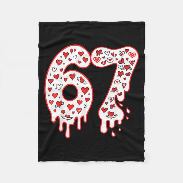 67 Ice Cream Drip Meme Six Seven Gen Alpha Valenti Fleece Blanket (Front)