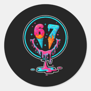 67 Ice Cream Drip Number 67 Player 67th Birthday  Classic Round Sticker