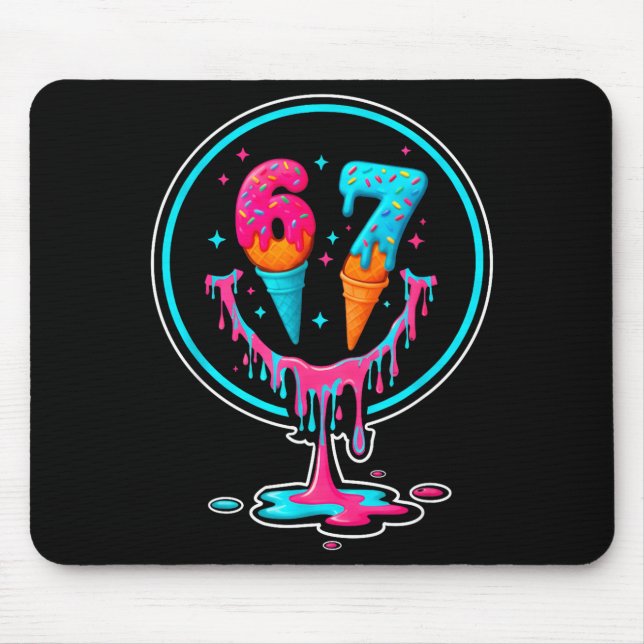 67 Ice Cream Drip Number 67 Player 67th Birthday  Mouse Pad (Front)