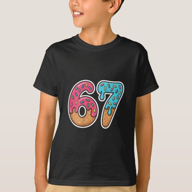 67 Ice Cream Drip (on Ck)  T-Shirt (Front)