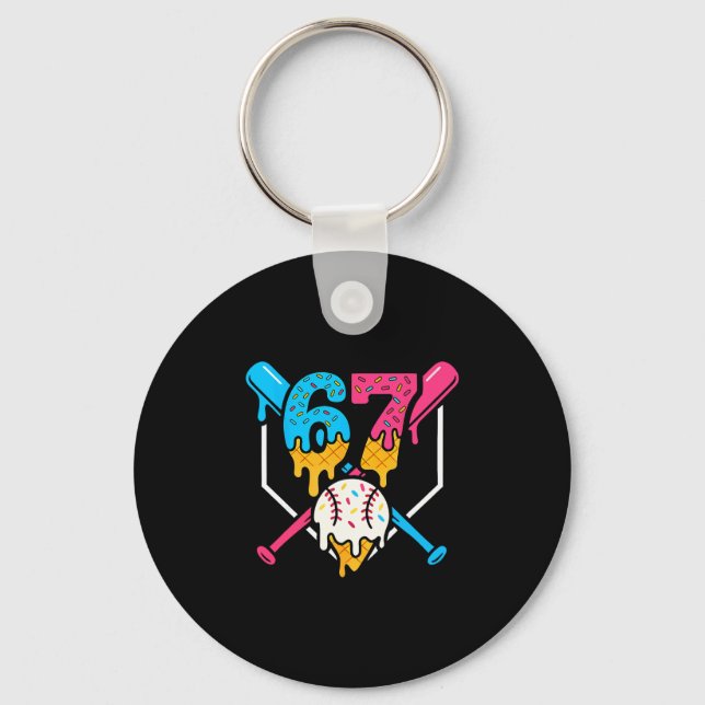 67 Ice Cream Drip Sell Meme Six Seven Gen Alpha Sl Key Ring (Front)