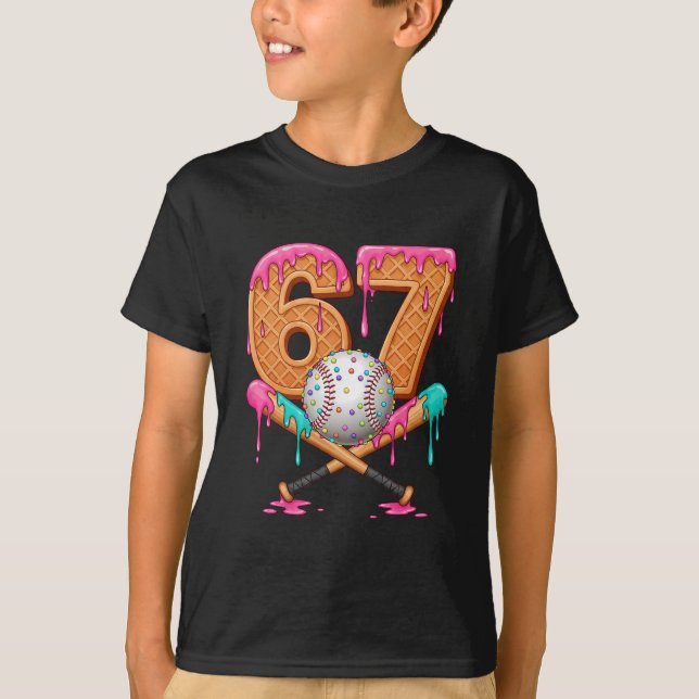 67 Ice Cream Drip Sell Number 67 Player 67th Birth T-Shirt (Front)