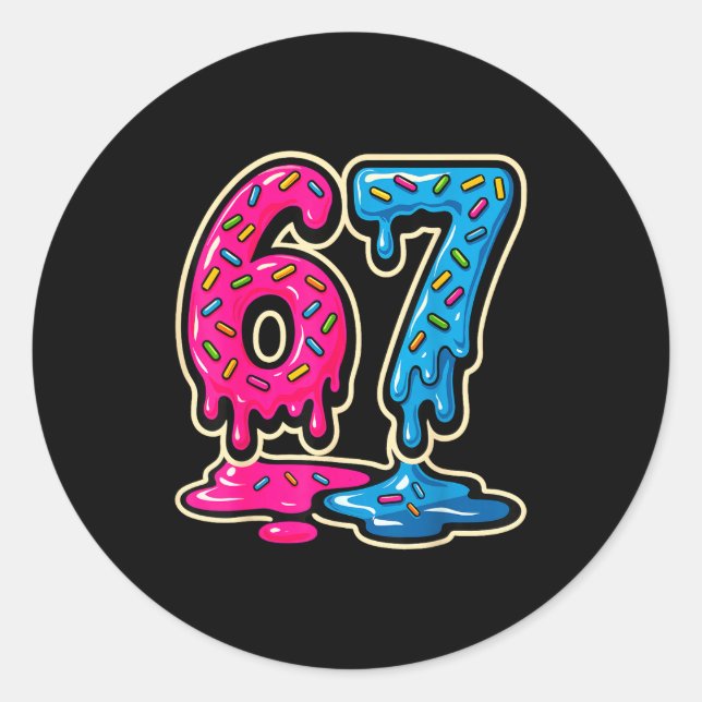 67 Ice Cream Meme Six Seven  Classic Round Sticker (Front)