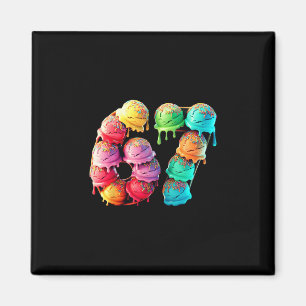 67 Ice Cream Scoop Drip Number Colorful Sports Sty Magnet