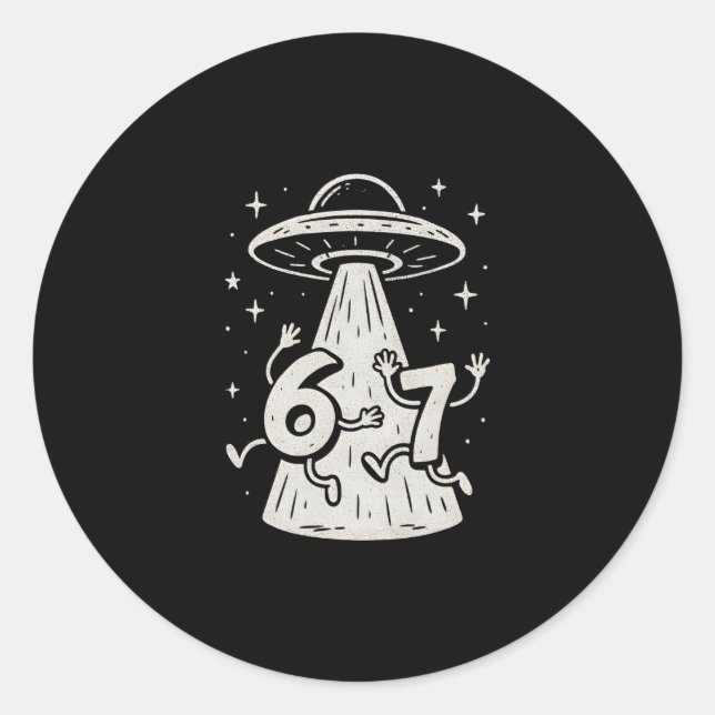 67 Internet Meme Ufo Six Seven Viral Trend Gen Alp Classic Round Sticker (Front)