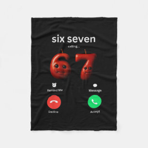 67 Is Calling Funny Meme 67 Silly Ai Apple Brainro Fleece Blanket