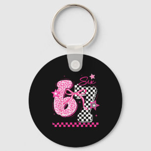 67 Leopard Checkered Funny Six Seven Meme 6-7 Teac Key Ring