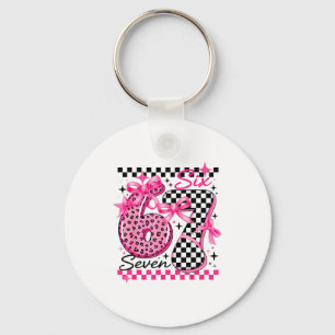 67 Leopard Checkered Six Seven Meme 6-7 Teachers Key Ring
