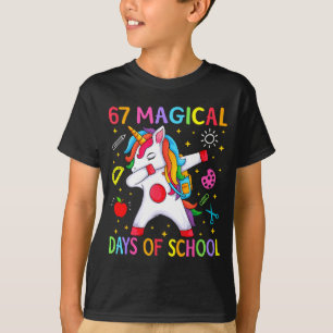 67 Magical Days Of School Unicorn Six Seven Teache T-Shirt
