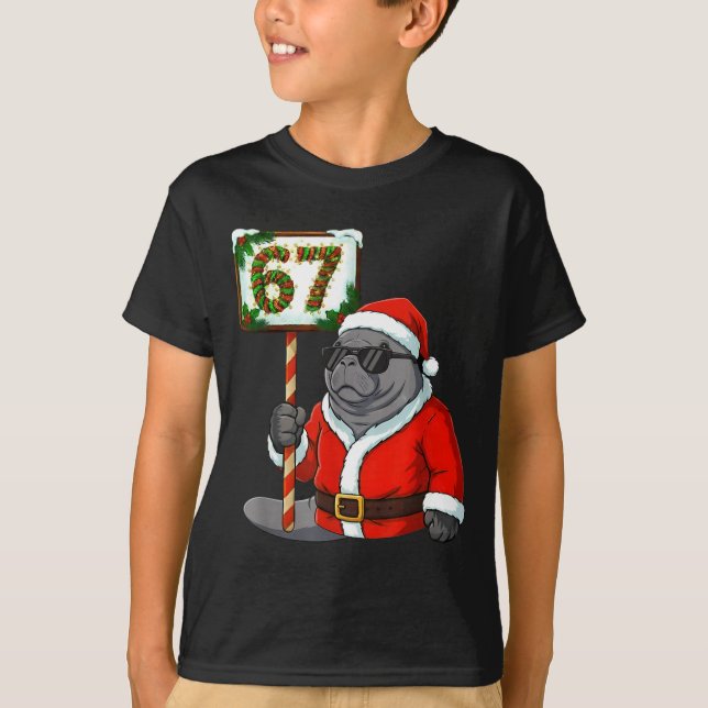 67 Manatee Christmas Six Seven Meme Brainrot Manat T-Shirt (Front)