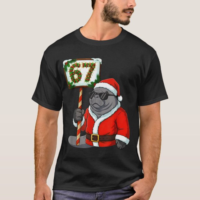 67 Manatee Christmas Six Seven Meme Brainrot Manat T-Shirt (Front)