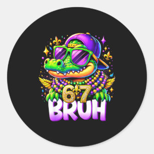 67 Mardi Gras Alligator Mardigator Six Seven Bruh Classic Round Sticker