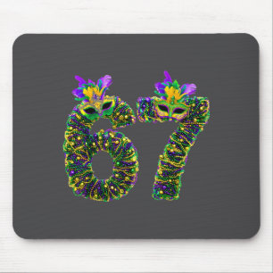 67 Mardi Gras Beads Mask Six Seven Meme 6 7 Carniv Mouse Pad