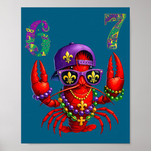 67 Mardi Gras Crawfish Beads Six Seven Carnival Bo Poster