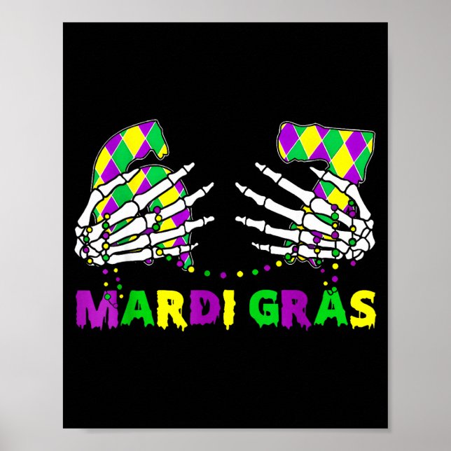 67 Mardi Gras Skeleton Hands Fleur De Lis 6 7 Meme Poster (Front)